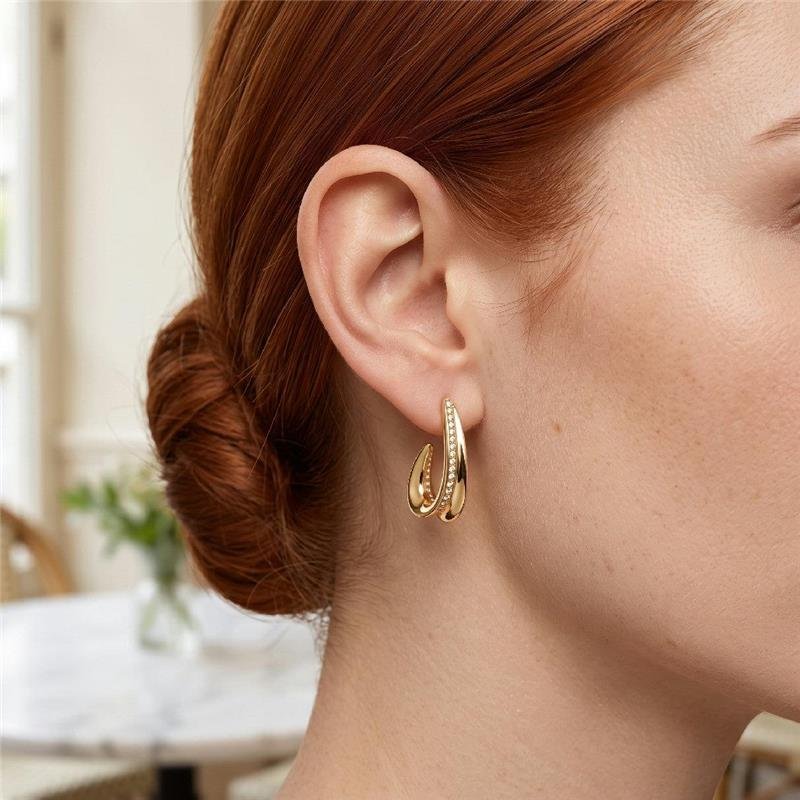 BRINCO ARGOLA CRAVEJADA FOLHEADA A OURO 18K 