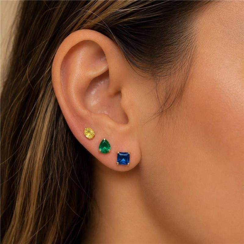 BRINCO TRIO DE ZIRCÔNIAS FOLHEADO A OURO 18K 
