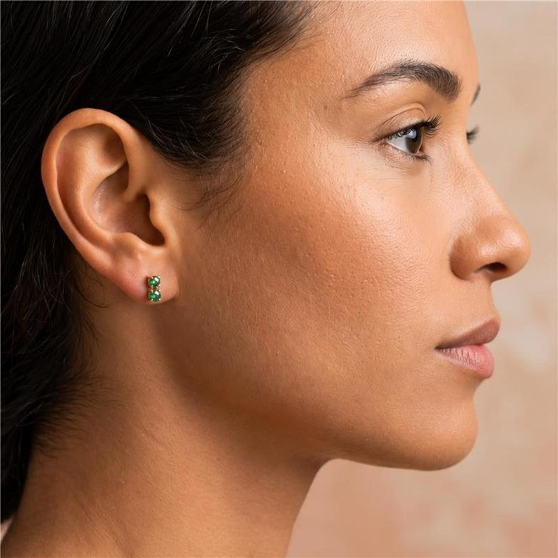 BRINCO ZIRCÔNIAS VERDES FOLHEADAS A OURO 18K 