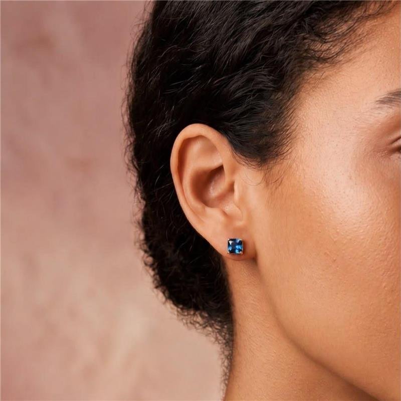 BRINCO PONTO DE LUZ AZUL FOLHEADO A OURO 18K 