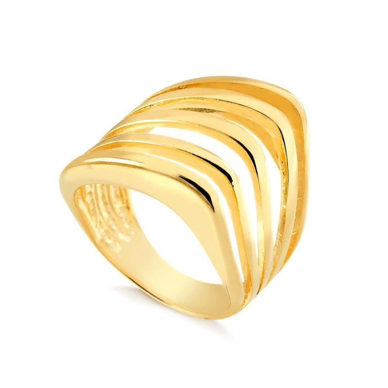 ANEL 5 ELOS LISOS FOLHEADO A OURO 18K