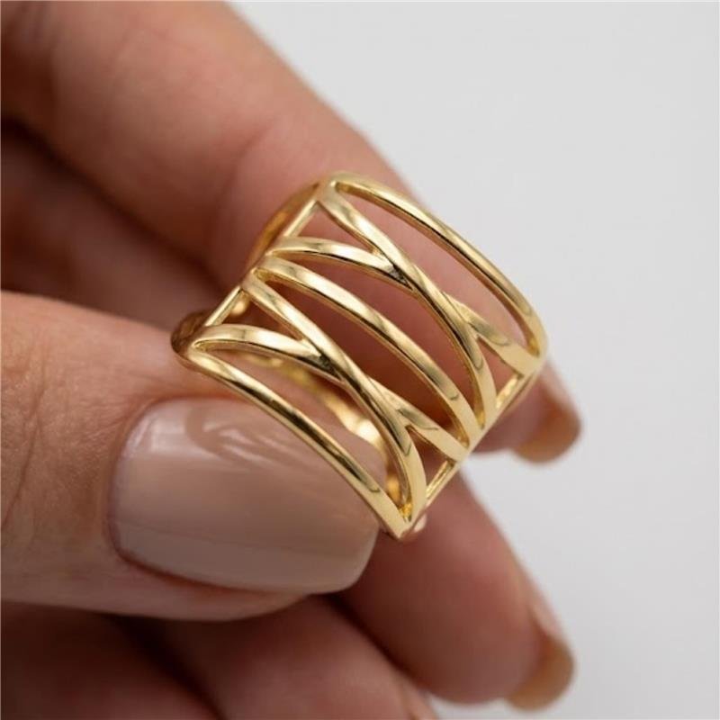 ANEL VAZADO DESIGN 2 X FOLHEADO A OURO 18K