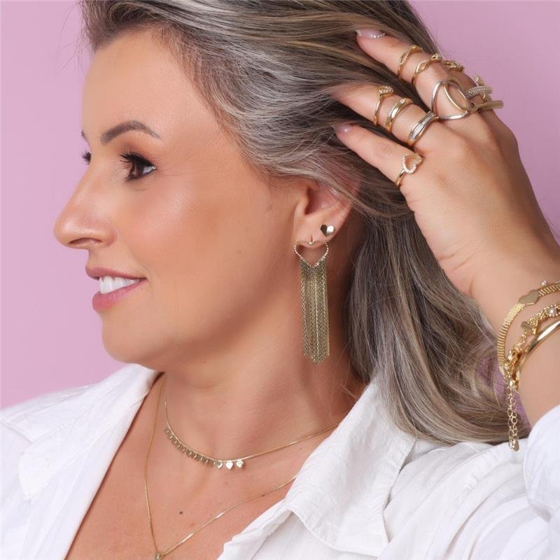 ANEL ESTILOA ALIANÇA COM PEDRAS DE ZIRCÔNIAS FOLHEADO A OURO 18K
