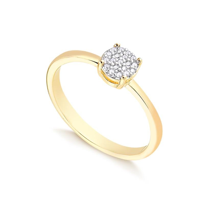 ANEL CHUVEIRO CRAVEJEADO FOLHEADO A OURO 18K