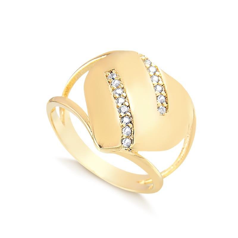 ANEL CORAÇÃO CRAVEJADO FOLHEADO A OURO 18K