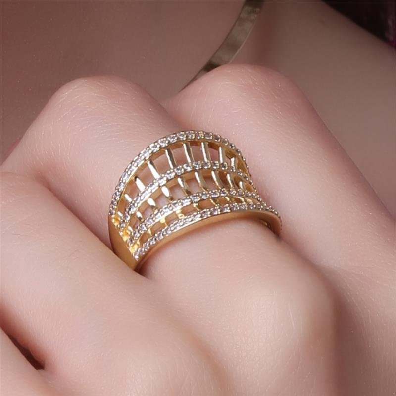 ANEL 4 FILETES DE ZIRCÔNIA FOLHEADO A OURO 18K