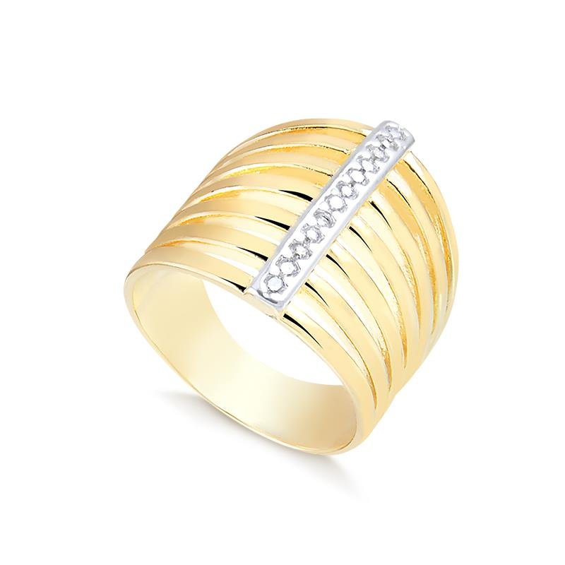 ANEL 7 ELOS COM FIO CRAVEJADO BANHADO A OURO 18K