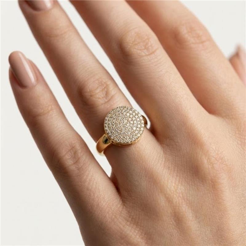 ANEL CHUVEIRO CRAVEJADO FOLHEADO A OURO 18K