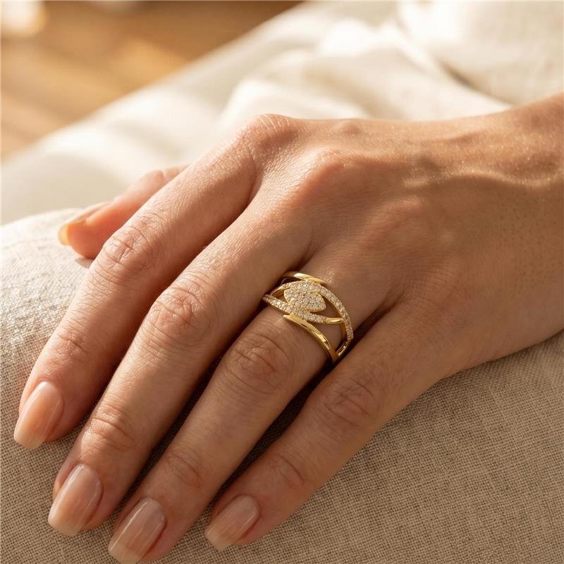 ANEL CRAVEJADO FOLHEADO A OURO 18K 