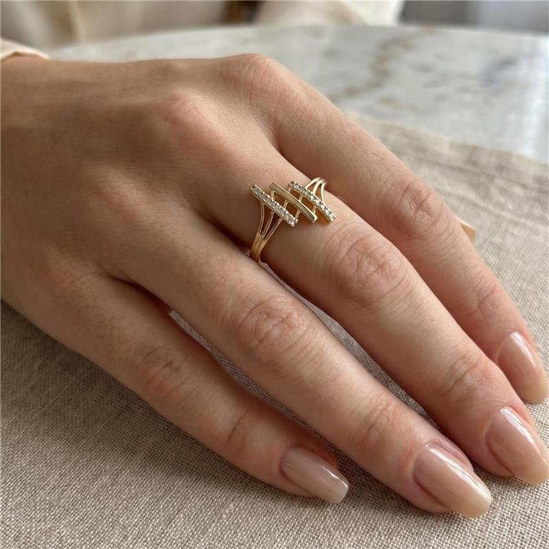 ANEL BARRAS CRAVEJADAS FOLHEADO A OURO 18K 