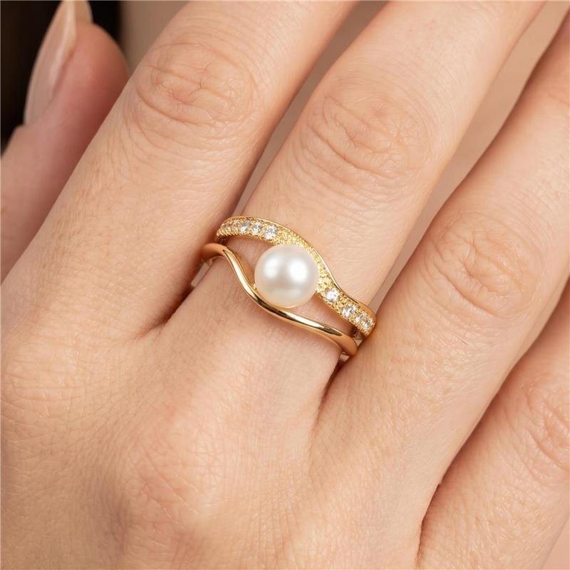 ANEL PÉROLA FOLHEADO A OURO 18K 
