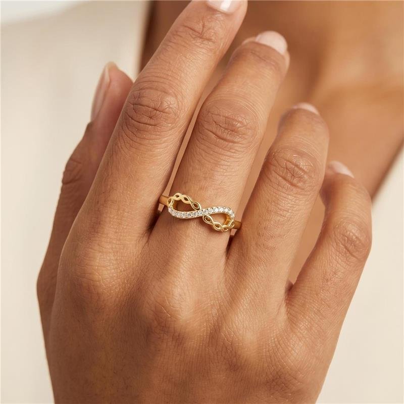 ANEL INFINITO CRAVEJADO FOLHEADO A OURO 18K 