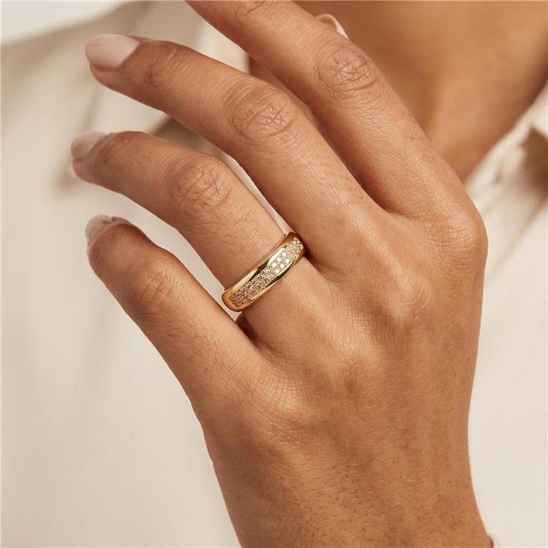 ANEL CRAVEJADO FOLHEADO A OURO 18K 