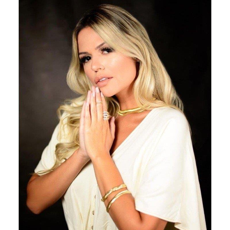 PULSEIRA SALAMANDRA FOLHEADA A OURO 18K