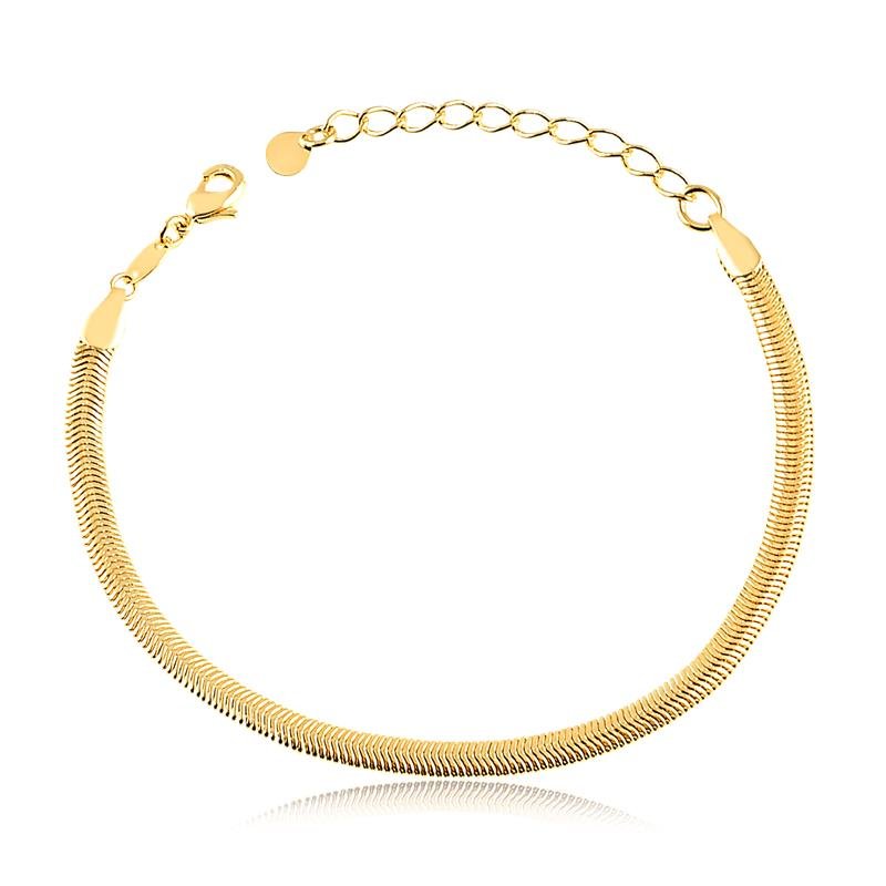 PULSEIRA SALAMANDRA FOLHEADA A OURO 18K