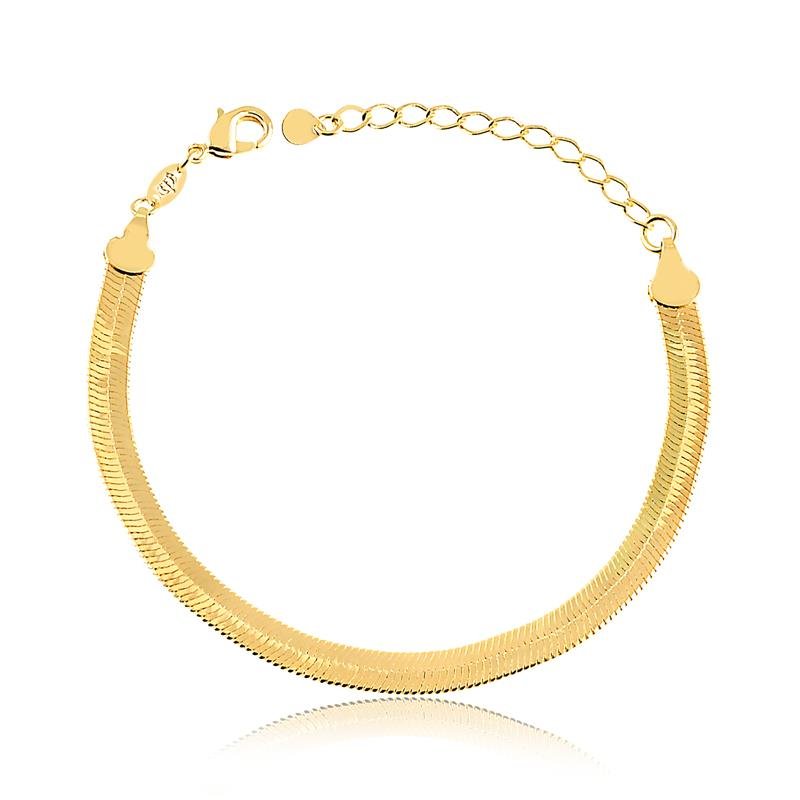 PULSEIRA SALAMANDRA FOLHEADA A OURO 18K