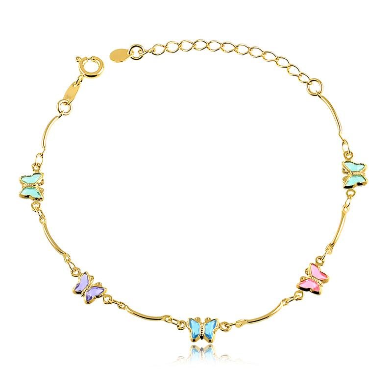 PULSEIRA COM BORBOLETAS FOLHEADA A OURO 18K