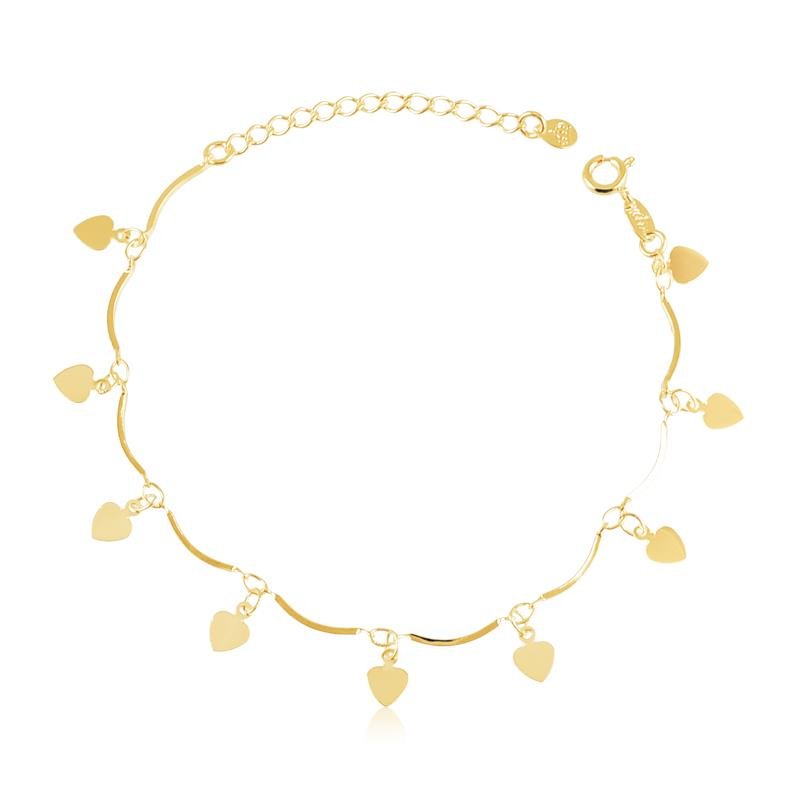 PULSEIRA COM CORAÇÕES FOLHEADA A OURO 18K