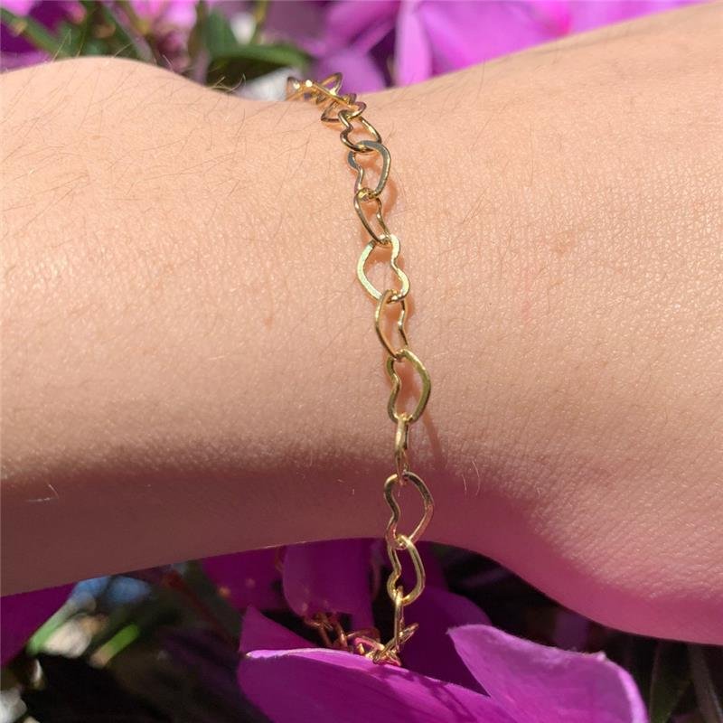 PULSEIRA CORAÇÕES VAZADOS FOLHEADA A OURO 18K