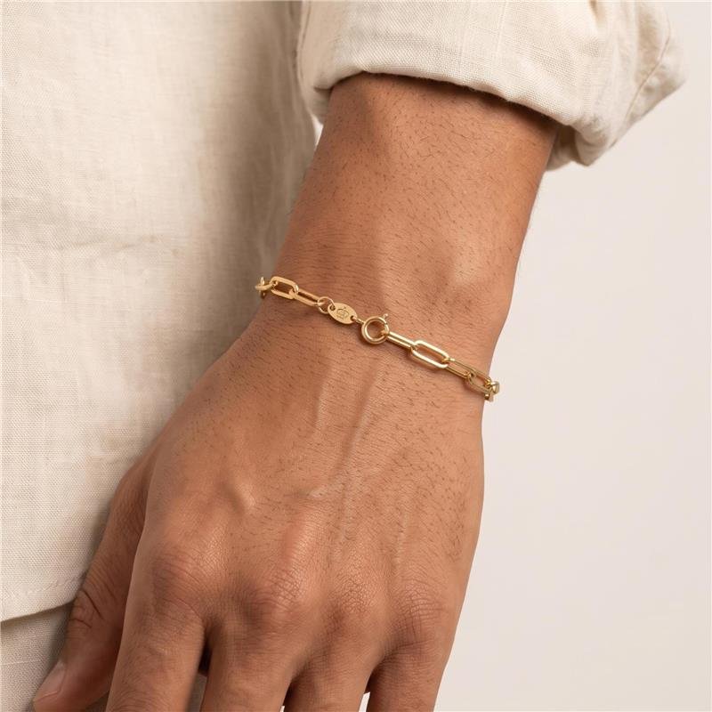 PULSEIRA MASCULINA ELO CARTIER FOLHEADA A OURO 18K