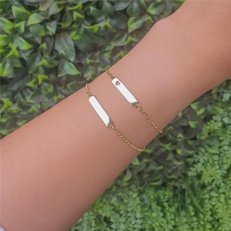 PULSEIRA INFANTIL COM CHAPINHA LISA FOLHEADO A OURO 18K
