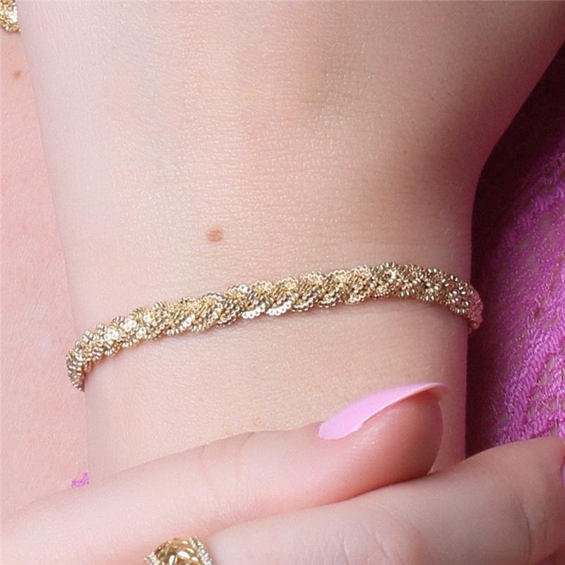 PULSEIRA TRANÇADA FOLHEADO A OURO 18K