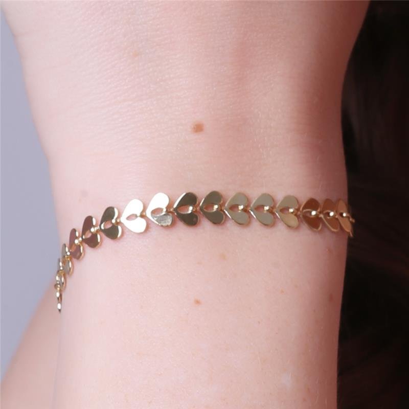 PULSEIRA CORAÇÕES FOLHEADO A OURO 18K
