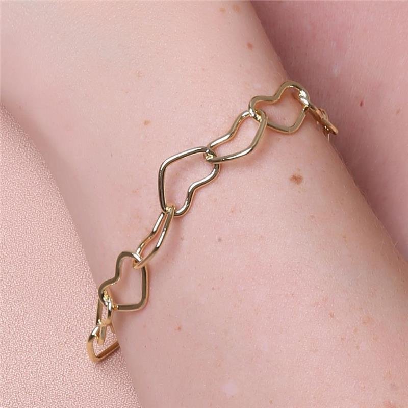 PULSEIRA CORAÇÕES FOLHEADO A OURO 18K