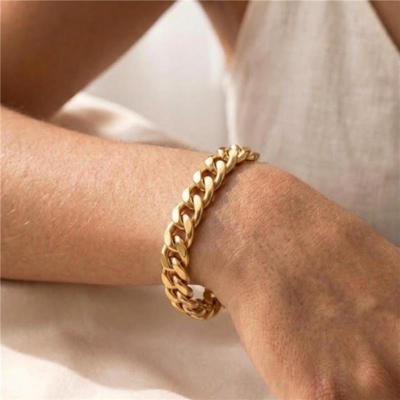 PULSEIRA ELOS COM FECHO GAVETA MASCULINO FOLHEADO A OURO 18K