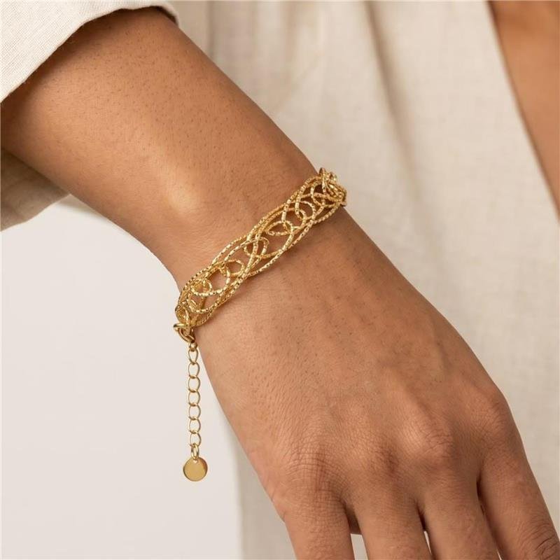 PULSEIRA DIAMANTADA DE ELOS FOLHEADO A OURO 18K