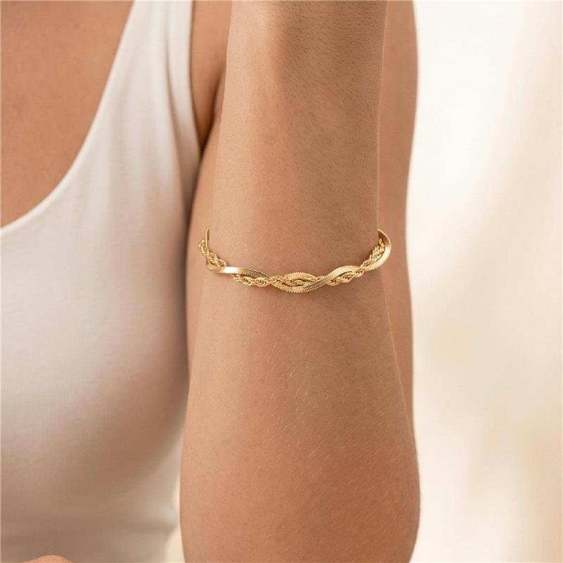 PULSEIRA TRANÇADA FOLHEADO A OURO 18K