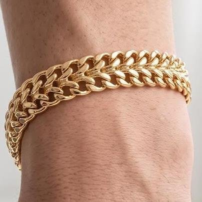 PULSEIRA MASCULINA ESCAMA FOLHEADO A OURO 18K