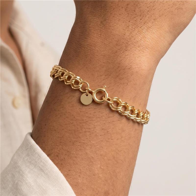 PULSEIRA ELOS MASCULINA FOLHEADO A OURO 18K