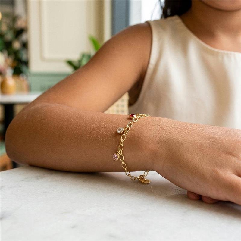 PULSEIRA COM TRES PONTOS DE LUZ INFANTIL FOLHEADO OURO 18K
