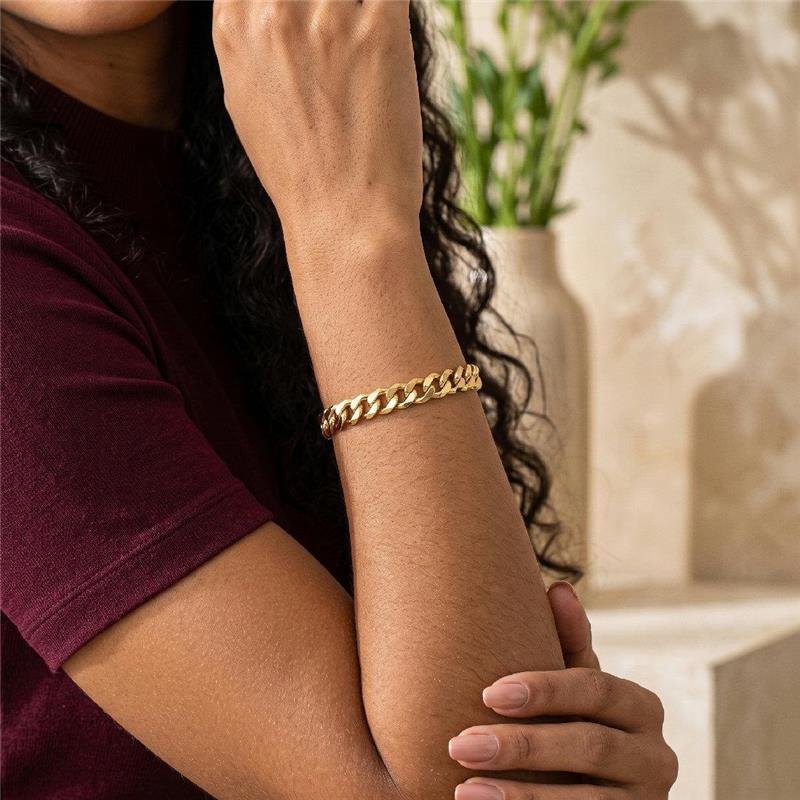 PULSEIRA DE ELOS FOLHEADO A OURO 18K