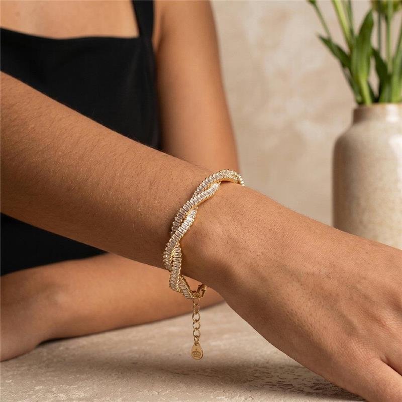 PULSEIRA RIVIEIRA TRANÇADA FOLHEADA A OURO 18K