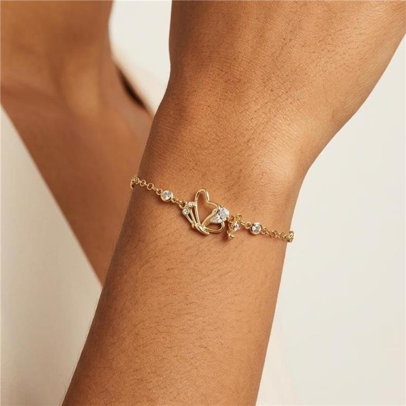 PULSEIRA BORBOLETA FOLHEADA A OURO 18K