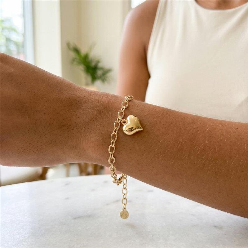 PULSEIRA CORAÇÃO FOLHEADA A OURO 18K 
