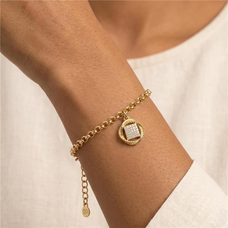 PULSEIRA CRAVEJADA FOLHEADA A OURO 18K 