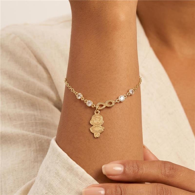 PULSEIRA INFINITO MENINA FOLHEADA A OURO 18K 