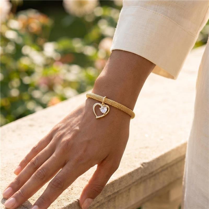 PULSEIRA CORAÇÃO FOLHEADA A OURO 18K 
