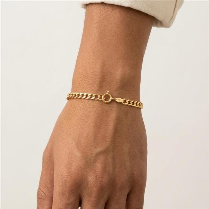 PULSEIRA MASCULINA GROUMET FINA FOLHEADA A OURO 18K