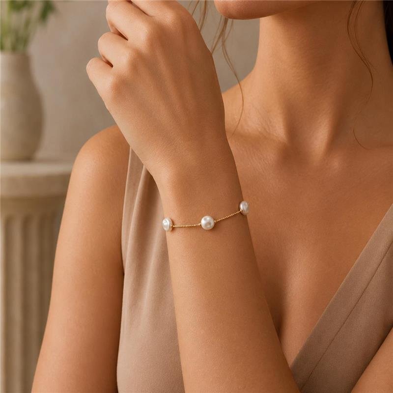 PULSEIRA VENEZIANA COM PÉROLAS BARROCAS FOLHEADA A OURO 18K