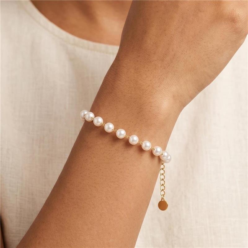 PULSEIRA CASCATA DE PÉROLAS FOLHEADA A OURO 18K