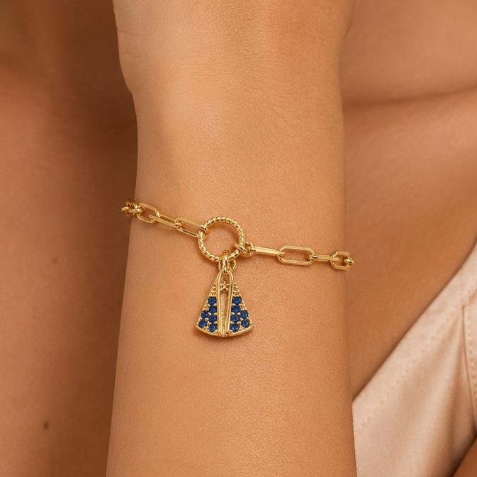 PULSEIRA NOSSA SENHORA APARECIDA FOLHEADA A OURO 18K 