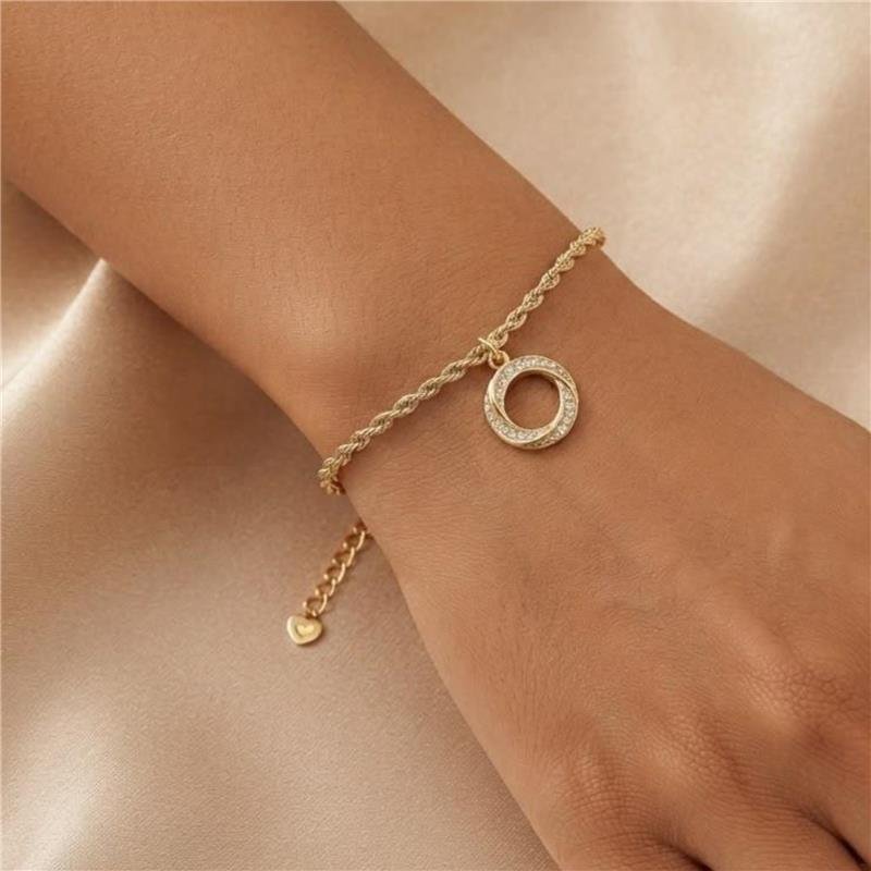 PULSEIRA CRAVEJADA FOLHEADA A OURO 18K 