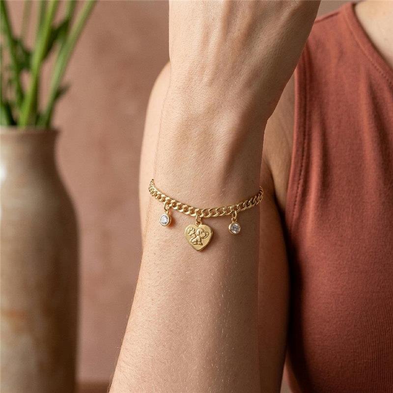 PULSEIRA ELOS PET COM PONTO DE LUZ FOLHEADO A OURO 18K 