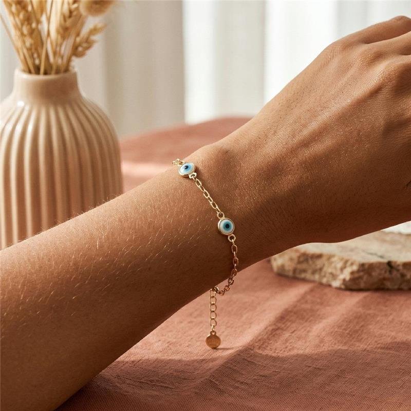 PULSEIRA OLHO GREGO FOLHEADO A OURO 18K 