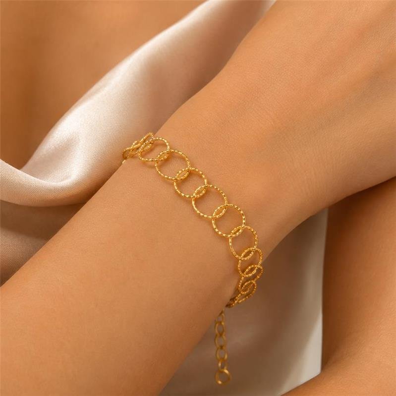 PULSEIRA ELOS REDONDOS FOLHEADA A OURO 18K 