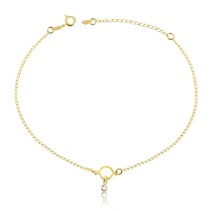 TORNOZELEIRA COM PONTO DE LUZ FOLHEADA A OURO 18K